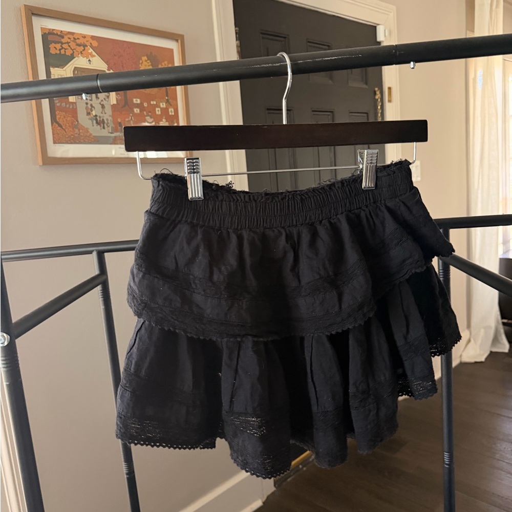 LoveShackFancy Black Ruched Skirt